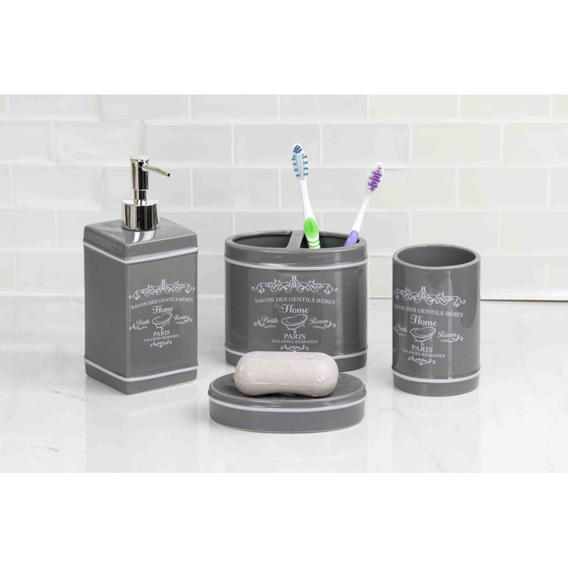 Ensemble d'accessoires de salle de bain Paris 4 pièces, Gris