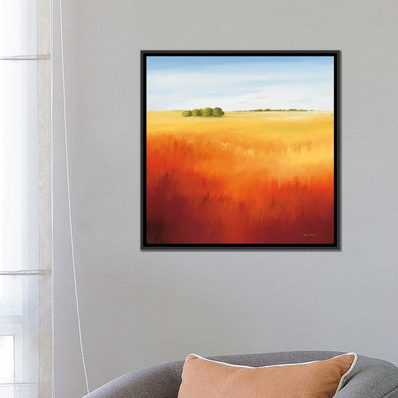 « red field ii », impression sur toile, H 18 po x l 18 po x P 1,5 po, Toile avec cadre noir, Pas de tapis