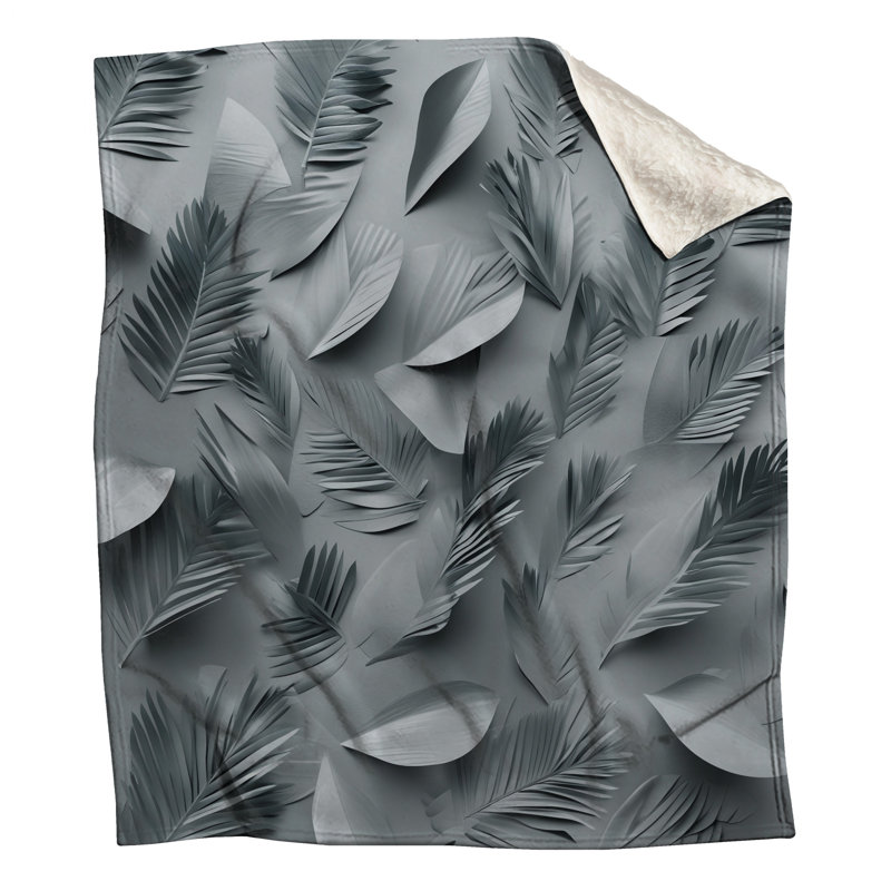 Couvertures à motifs de feuilles monochromes, L 50 po x H 60 po