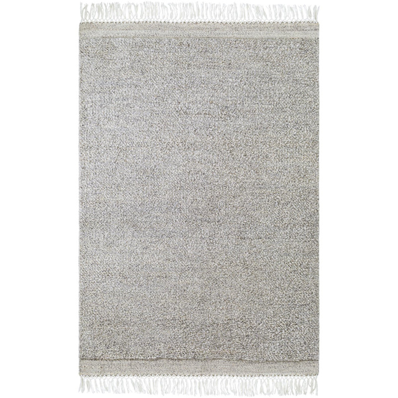 Tapis rectangulaire en laine touffeté à la main brun / gris, Rectangle 8 pi x 10 pi