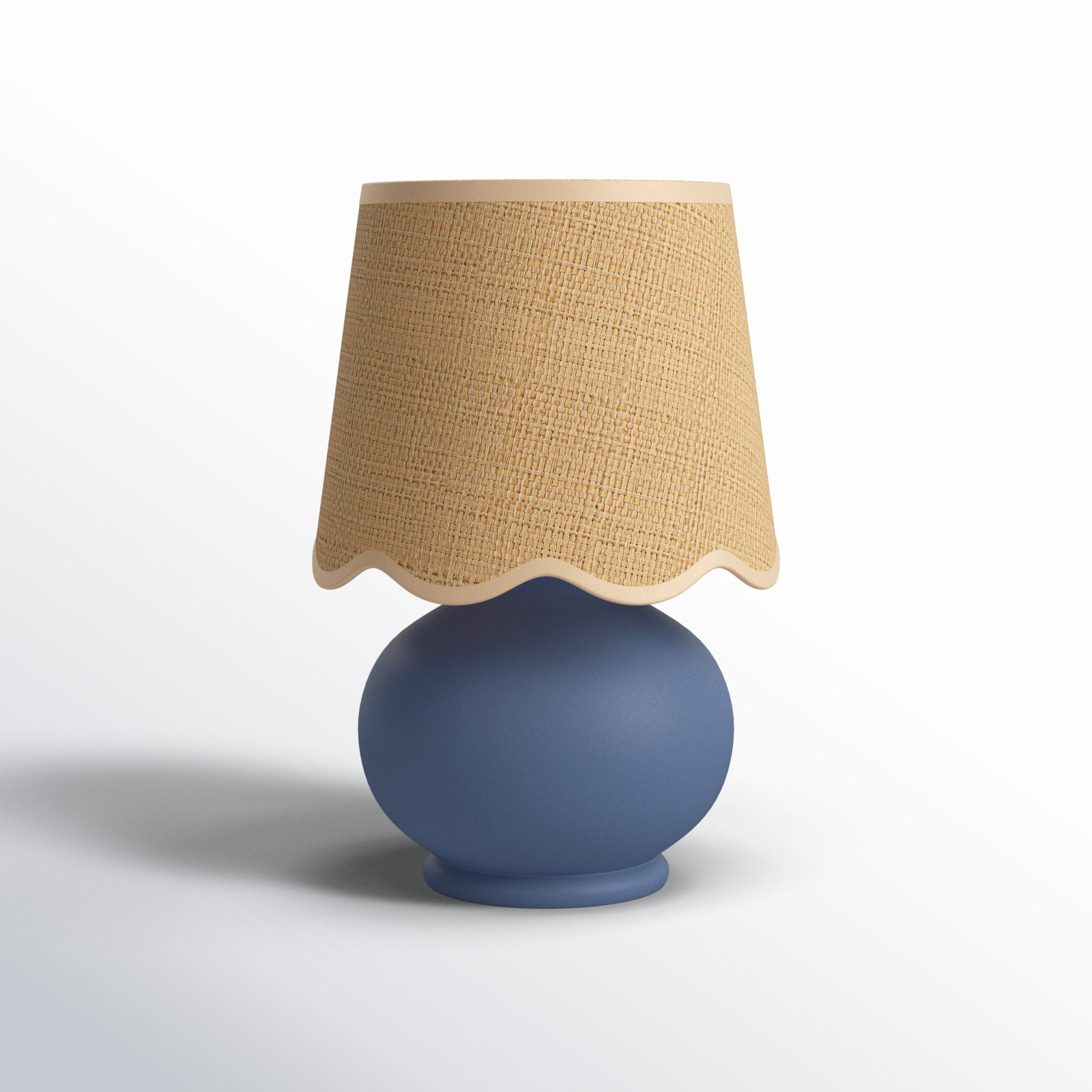 Momsen Scallop Shade Matte Lamp, Blue, Natural, 13"H x 8"W x 8"D