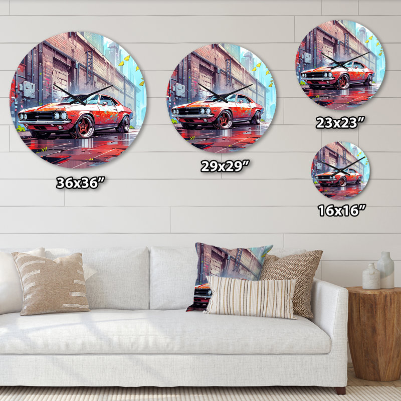 Horloge murale Graffiti Muscle Car II - Car Muscle Car, Moyenne