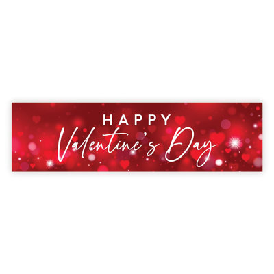Koyal Wholesale Sparkly Hearts Happy Valentines Day Banner Cute Classroom Party Décor 13X48