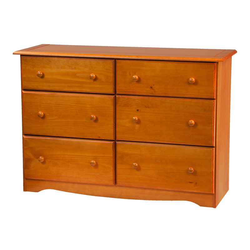Commode double 6 tiroirs Genai, Miel et pin
