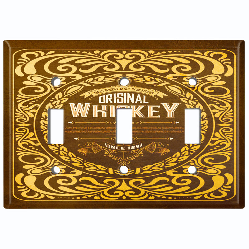 Plaque murale à 3 interrupteurs à bascule en métal The Original Whiskey, Yellow