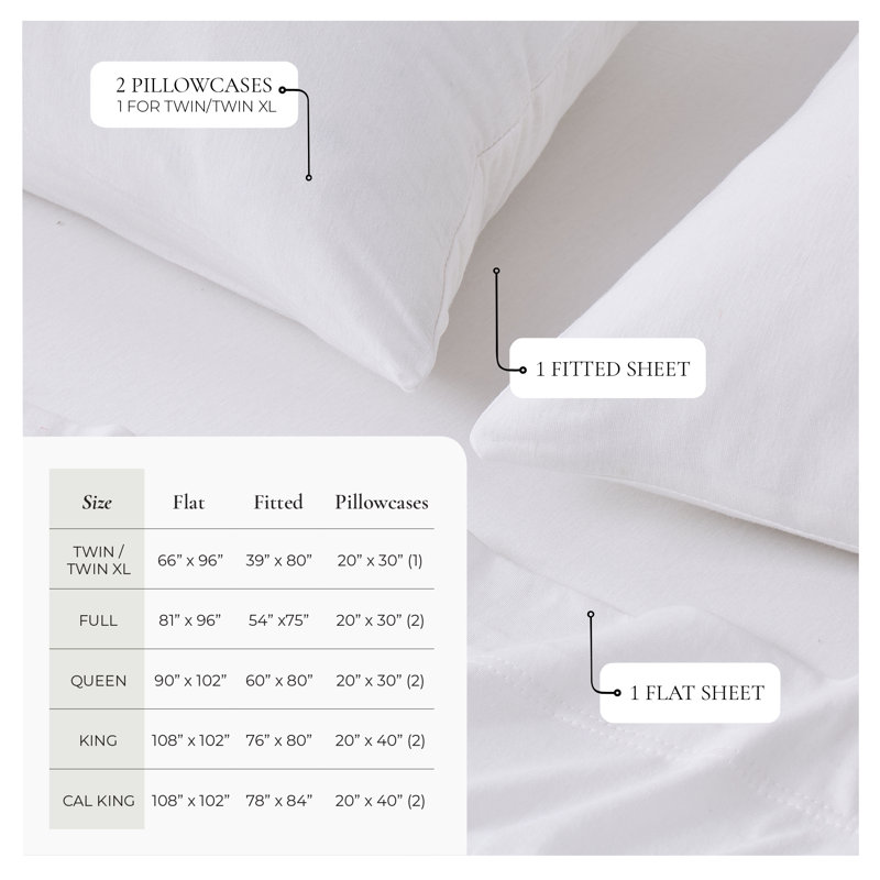 Draps en jersey de coton biologique, California King, White