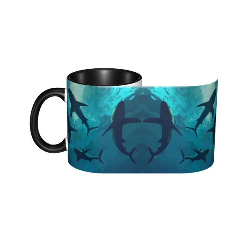 Shark Coffee Mug 11oz Funny Ceramic Cup for Women Men Novelty Birthday and Holiday Gifts Microwave Office Home