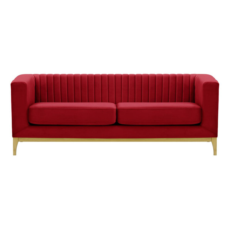 Bomia 3 Seater Sofa, Red Velvet, Gold, 72cm x 201cm W x 83cm D