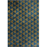 Rapture Geometric Area Rug in Gold/Teal Blue