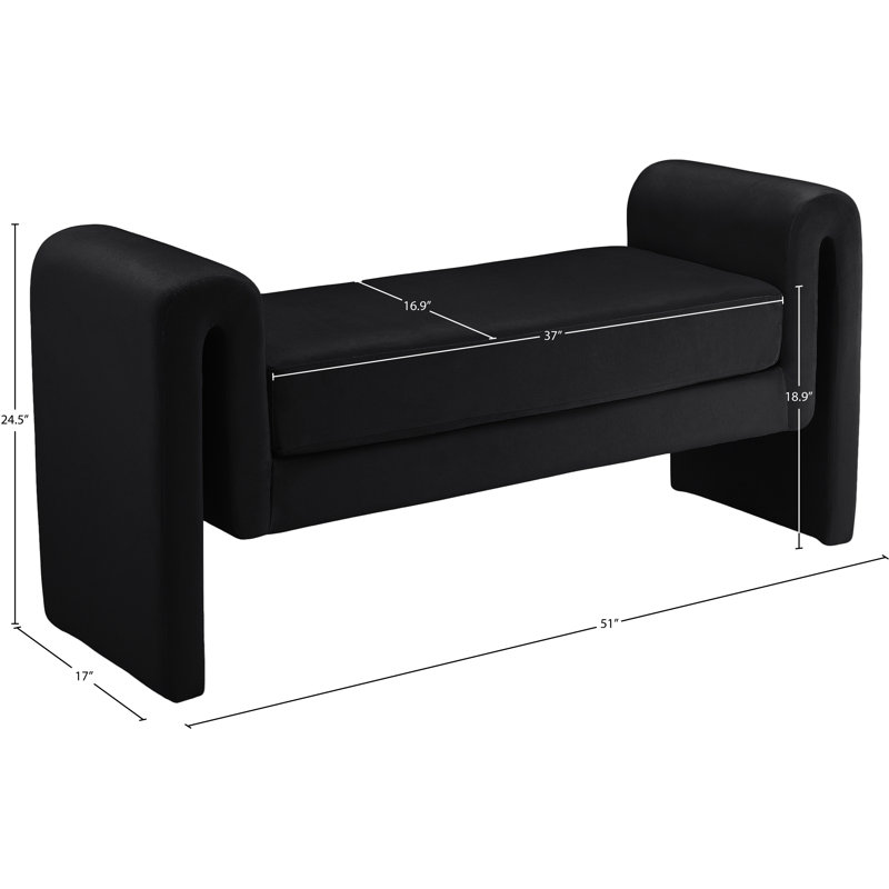 Banc rembourré Sloan, Velours noir