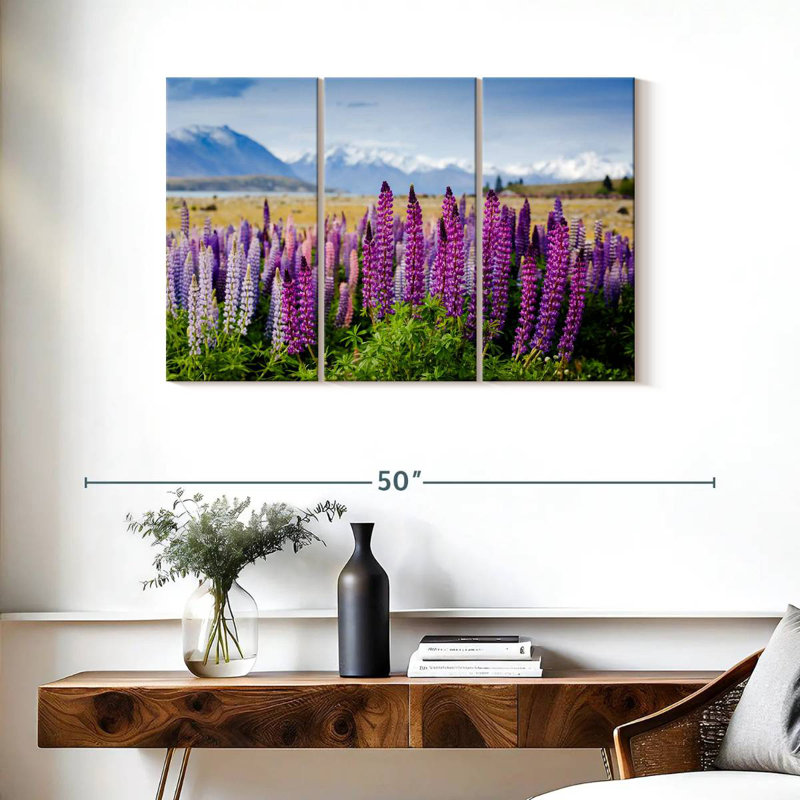 Harnek en fleurs mauves, H 24 po x l 38 po