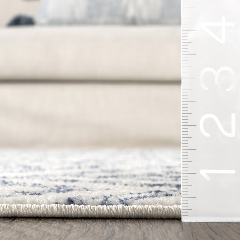 Lorelai Transitional Geometric Area Rug in Blue, Runner 2'6" x 6'