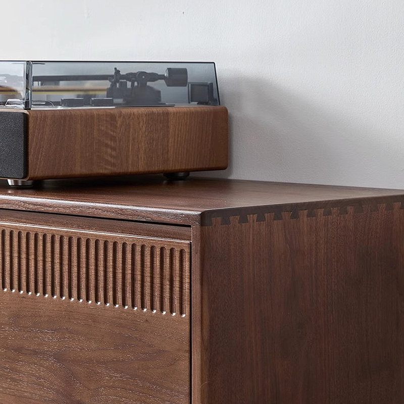 Meuble télé minimaliste rétro en bois massif, H 15,74 po x L 94,48 po x l 15,74 po