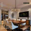 16" Crystal Chandelier, Round Black Ceiling Light Fixture For Dining Room, Kitchen Island, Bedroom