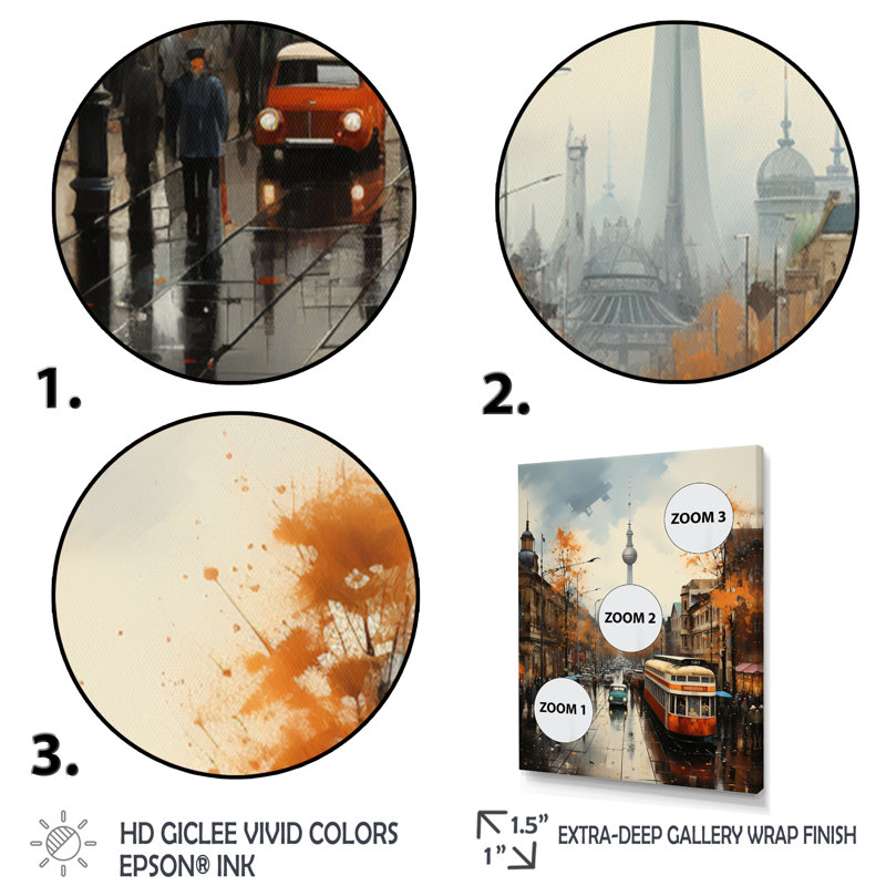 Allemagne, Allemagne, Berlin, horizon II - art mural sur toile Allemagne, H 44 po x l 34 po x P 1,5 po, Cadre photo blanc