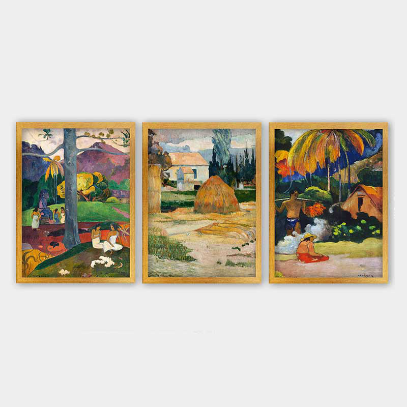Superbe ensemble de peintures décoratives encadrées (3 pièces) de 21,7 po x 29,5 po chacune | Cadre 100% bois avec polystyrène de 0,8 pouce | Impression numérique UV | Parfait pour la décoration murale de salon, de bureau et de galerie