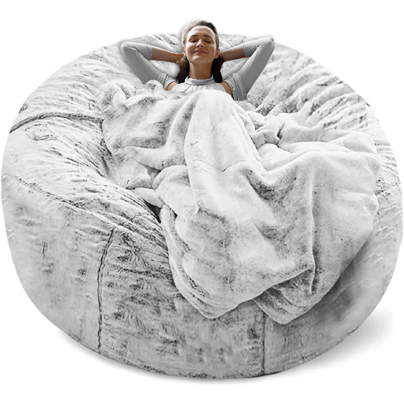 Housse pour fauteuil à billes 7 pi - Velours doux et moelleux, housse de canapé-lit rond surdimensionnée (velours)