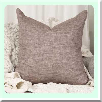 Vintage Brown Throw Pillow Cover - Lightweight Slub Fabric with Metal Zipper Closure and Suede Pull - Decorative Cushion Case
