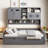 Full Size Wooden Daybed With Twin Size Trundle, And All-In-One Cabinet And Shelf, Gray-1609639358-1609639347