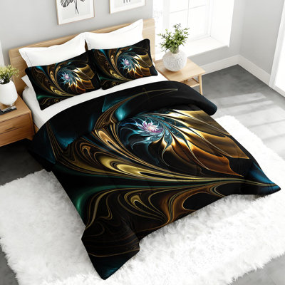 Ensemble d'édredon Abstract Floral Swirl, ensemble de literie moderne avec 2 taies d'oreiller, literie douce et lavable à la machine, édredon toutes saisons pour le décor de la chambre