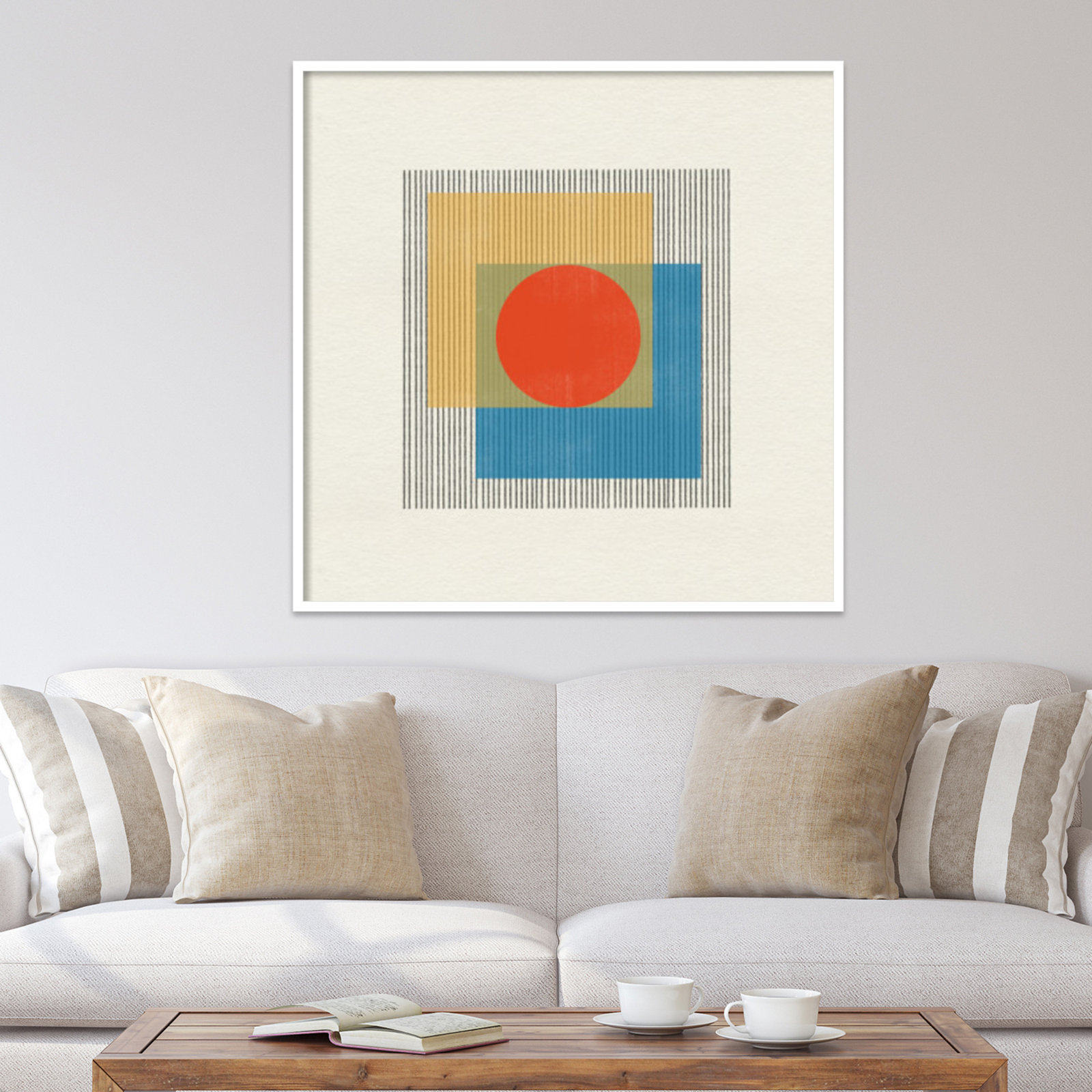 Midcentury Modern Object No 3 Print, White, 41" H x 41" W x 1" D