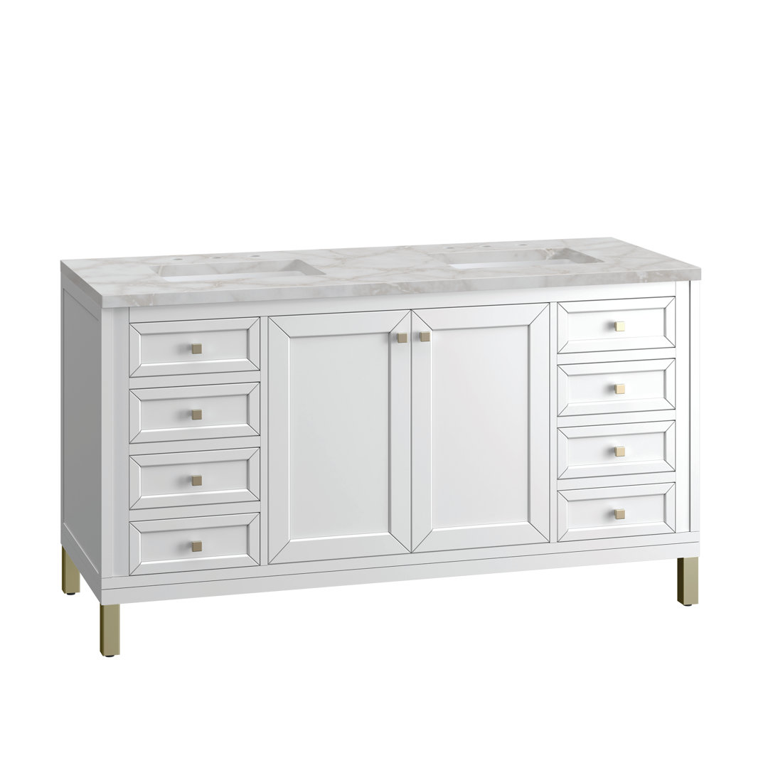 Chicago 60'' Double Bathroom Vanity with Top James Martin Vanities Base 