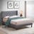 Queen Sized Platform Bed With Gray Velvet Fabric And Winged Design Feature Exquisite Head Surface