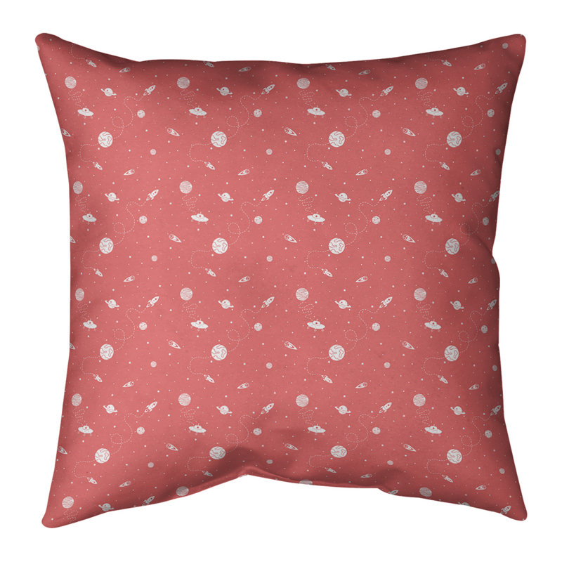 Coussin décoratif intérieur / extérieur Katelyn Elizabeth, H 16 po x l 16 po, Rouge