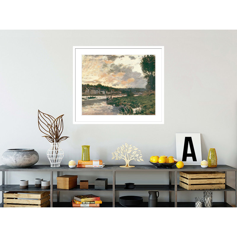 La seine à la soirée Bougival par Pierre-Auguste Renoir, impression giclée encadrée, H 33,5 po x l 39,23 po