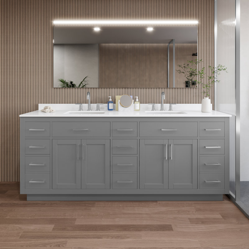 Beckett TK 84'' W Vanity, Brushed Nickel, Gray, 8" Center
