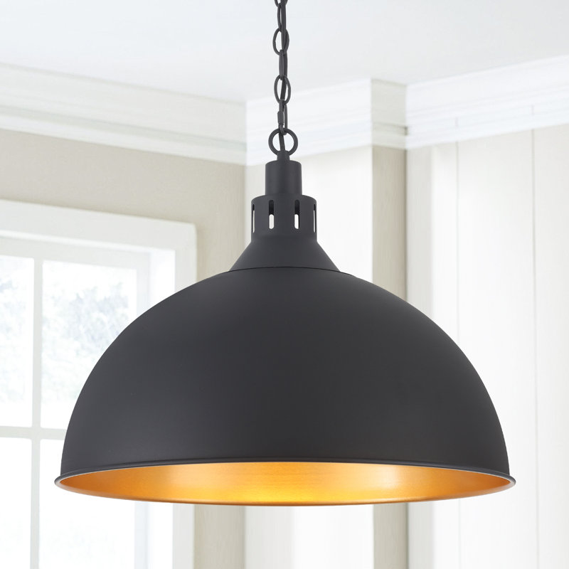Abrahamson 1 - Light Black Kitchen Island Industrial Large Dome Pendant Light For Dining Room Bedroom Hallway - 17.72" H x 19.69" W