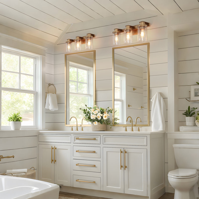 Éclairage pour salle de bain 3 lumières à intensité variable, Laiton antique