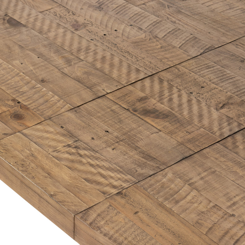Eberwin Round Extended Natural Dining Table, Rustic Natural