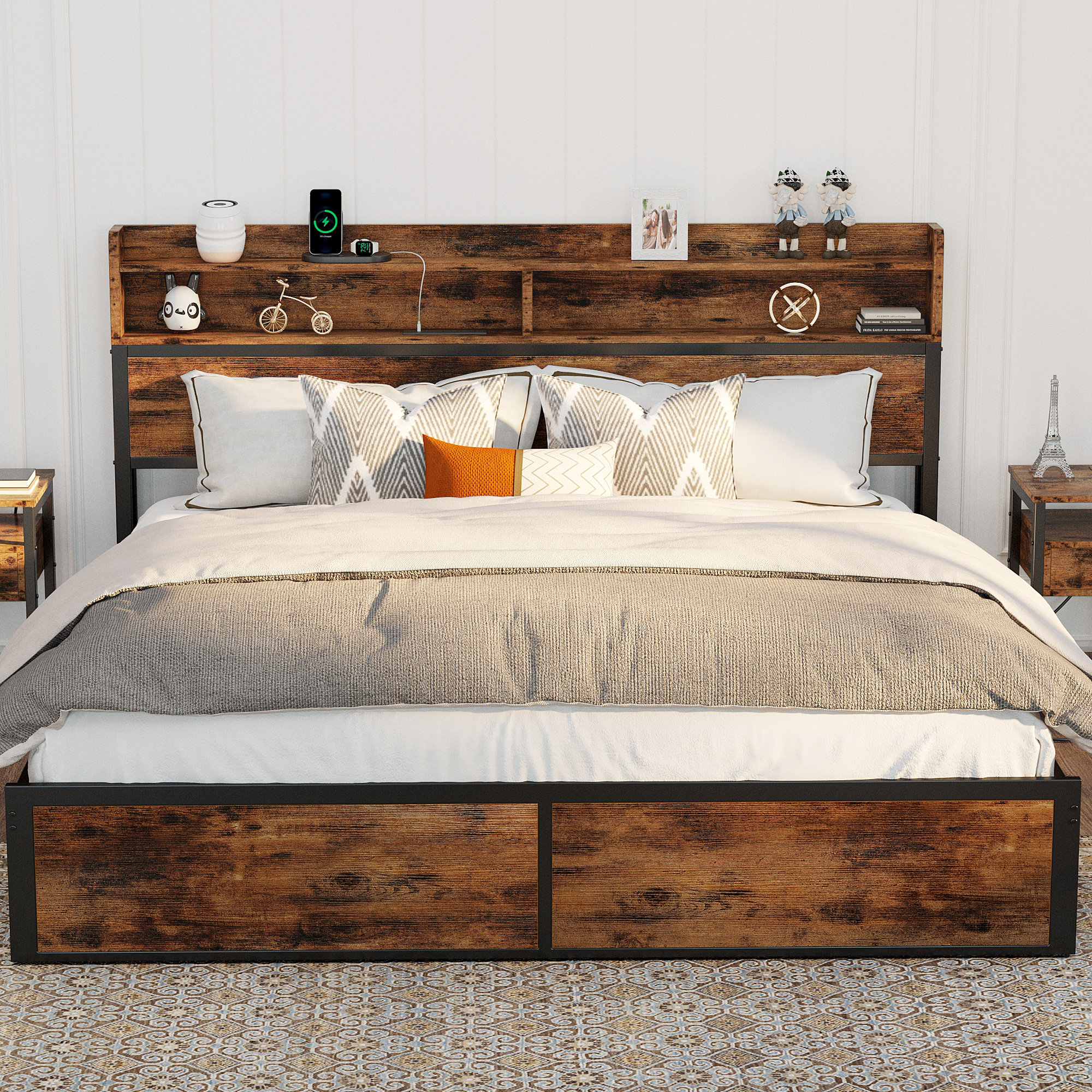 17 Stories Lihensky Bed Frame with Storage Headboard & Reviews | Wayfair