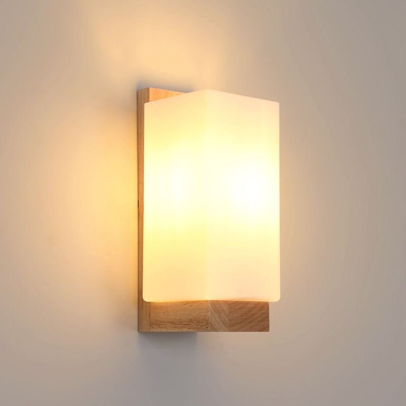 Siahna Wood Base Flush Mounted Wall Sconce