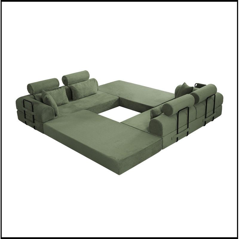 Canapé modulaire en forme de L avec coussin moelleux, Grayish Green