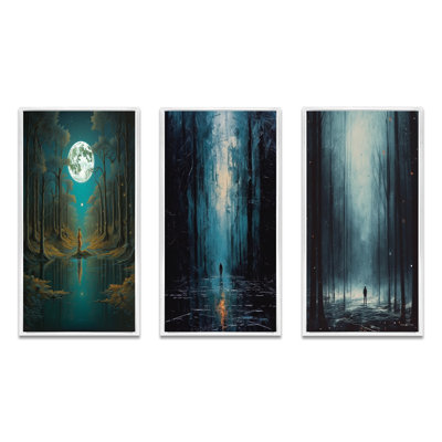 «Solitude Full Moon Wandering Endless Forest», 3 pièces