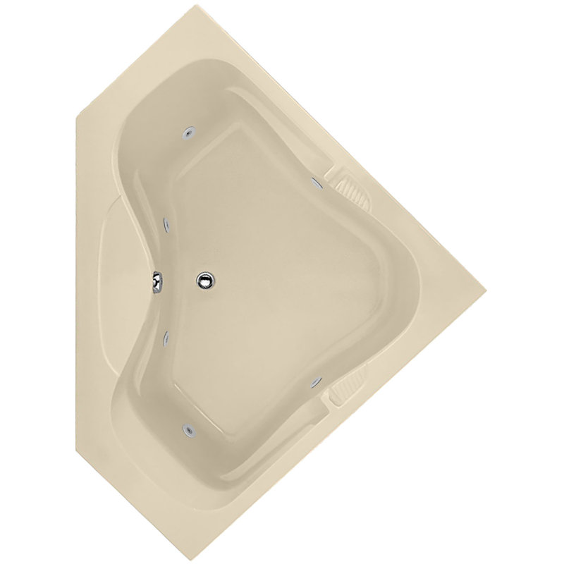 Lara 60'' x 60'' Acrylic Bathtub, Bone, Satin Chrome