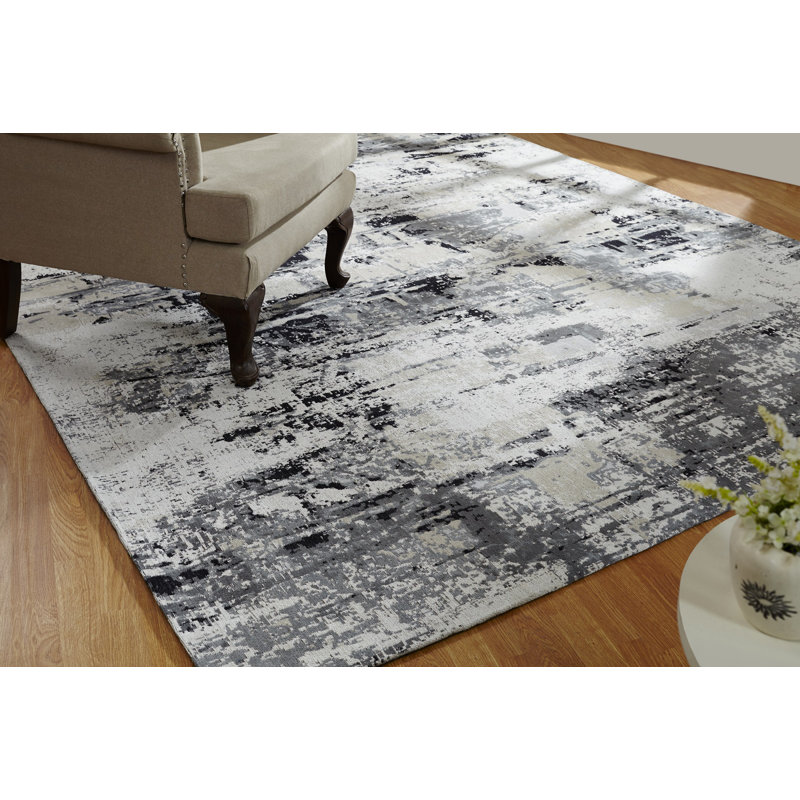 Shondra Cotton Area Rug in Gray, Rectangle 9'6" x 13'