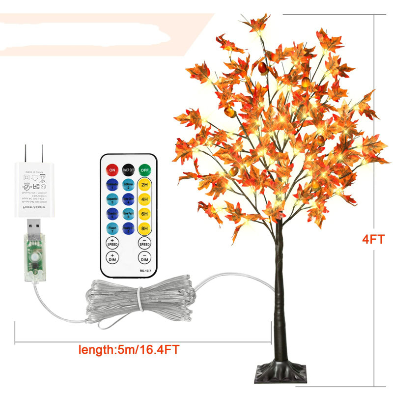 4FT 60LED Lighted Maple Tree,Decor Artificial Tree