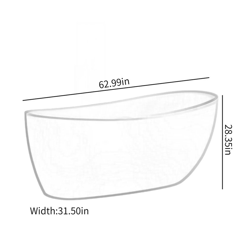 62.99'' W 28.35'' H Tub & Shower Kit, Black/White