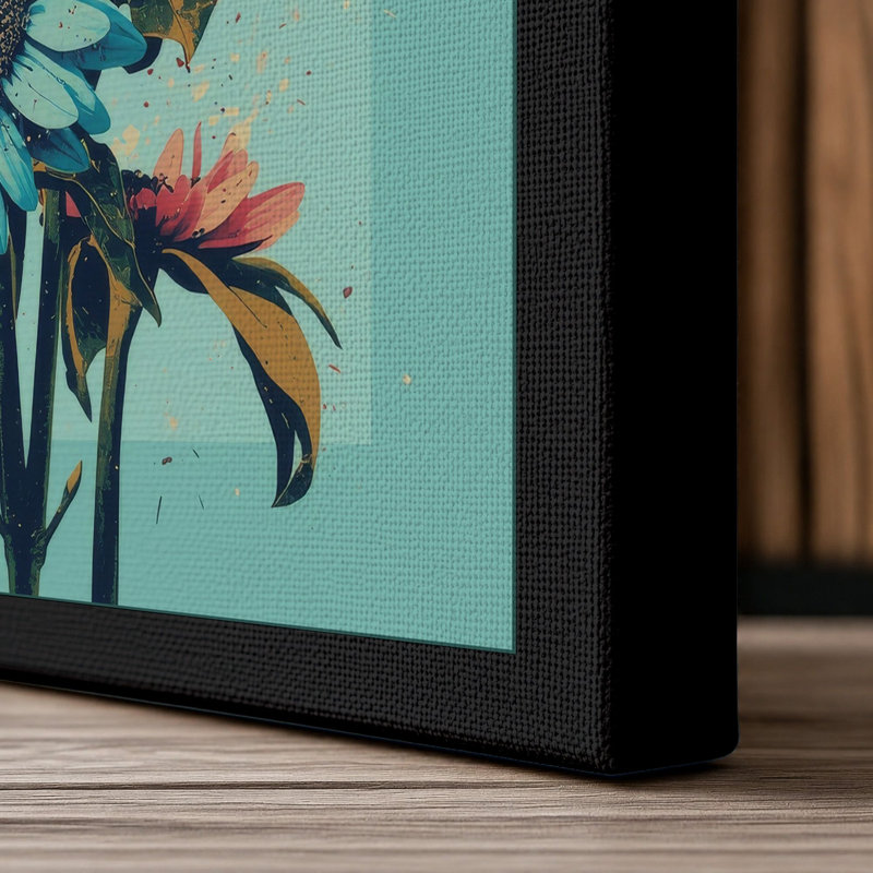 Gerbera Cluster Botanical - Wrapped Canvas, 24x16 - 61.0 x 40.6 cm, Black Border