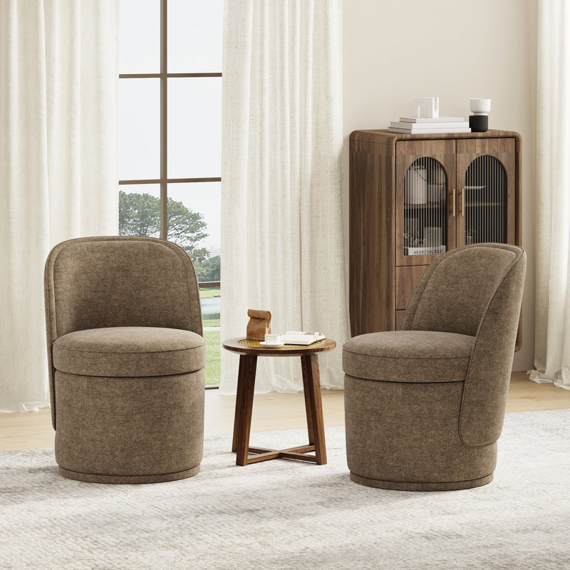 Fauteuil d'appoint pivotant rembourré avec rangement, sans assemblage, Brun
