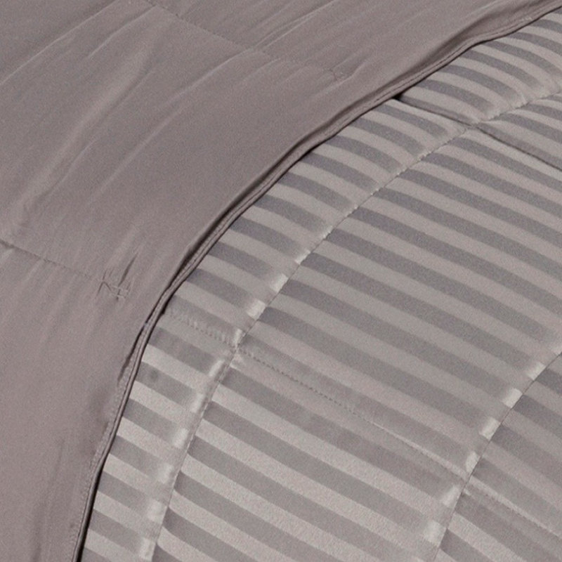 King Size Gray Reversible Cotton Comforter with Down Alternative Fill