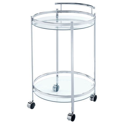 Modern Round Metal Bar Cart Chrome by Everly Quinn
