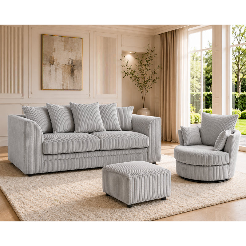 4 - Piece Living Room Set, Silver