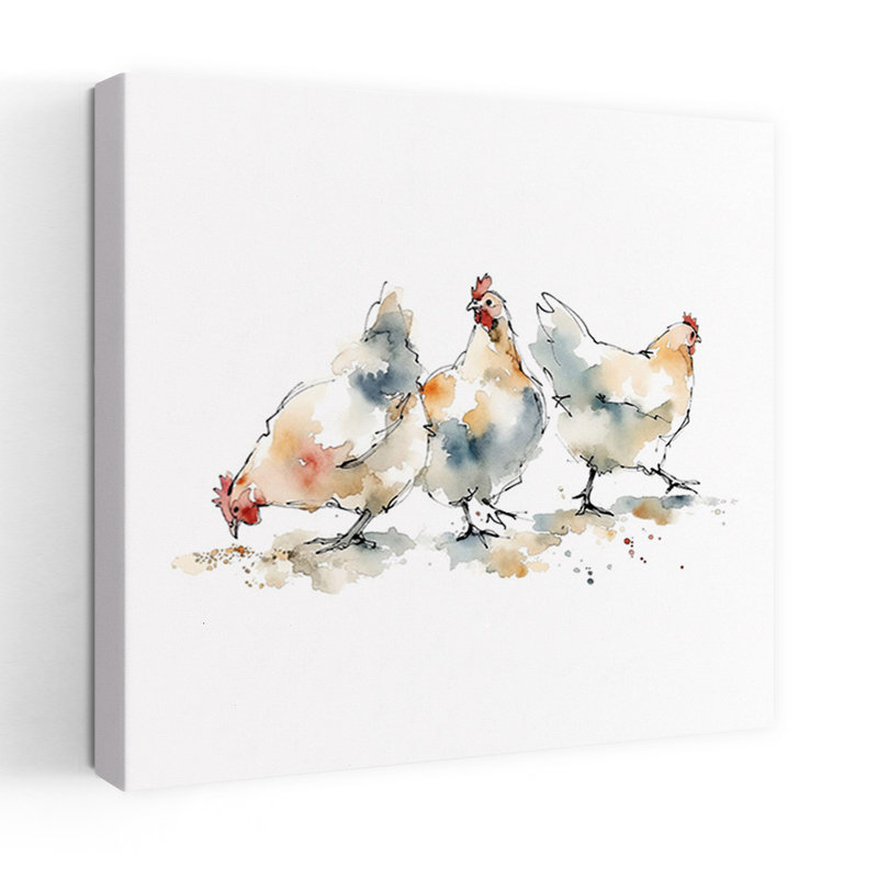 Watercolor Farm Hens by Natalie Bruns - Wrapped Canvas Print, 45.72 cm H x 45.72 cm W