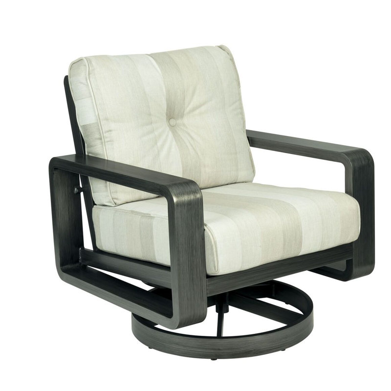 Vale Outdoor Swivel Lounge Chair, Smooth Black, Sesame