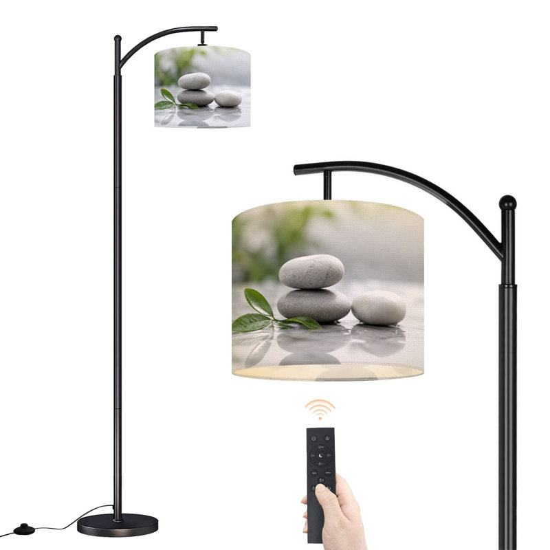 Lampe sur pied arquée avec abat-jour réglable, style Zen Garden, lampe sur pied empilable, 3 températures de couleur, intensité variable, avec interrupteur au pied pour chambre à coucher