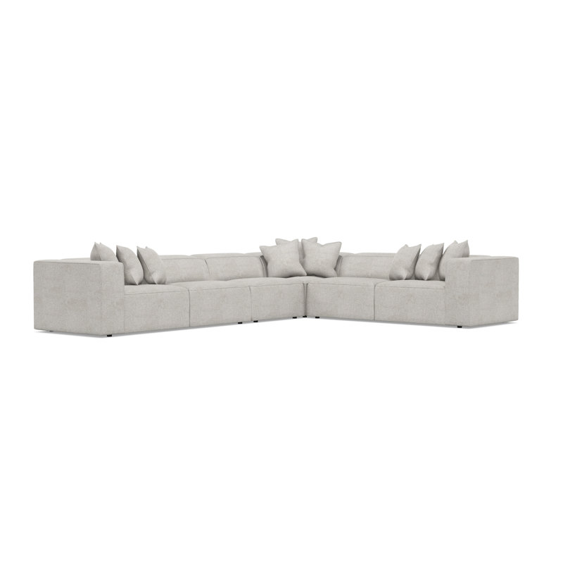 Bernhardt Bliss 4-Piece Fabric Sectional, Light Gray Polyester, 28" H x 160.5" W x 123.5" D